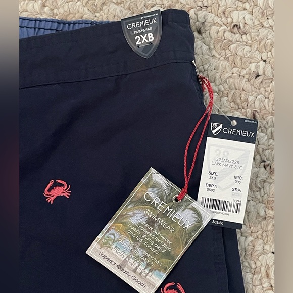 NWT Cremieux mens swim trunks beach shorts 2XB with pockets - Picture 2 of 8